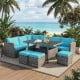 7 Pieces Outdoor Wicker Sectional Sofa Set with Dining Table - Gallery View 3 of 12