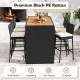7-piece patio rattan bar set with soft cushions and acacia wood tabletop, perfect for outdoor gatherings in the garden.