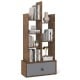 7-tier open-back bookshelf in rustic brown showcases a stylish design with a sleek drawer for efficient storage.