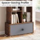 7-tier open-back bookshelf in rustic brown with a fabric drawer, perfect for organizing and enhancing home office decor.