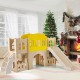 Multicolor 7-in-1 toddler slide set with climbing features and basketball hoop, perfect for indoor playtime fun.