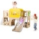 Multicolor 7-in-1 toddler slide set with climber, basketball hoop, and castle design, perfect for indoor or outdoor.