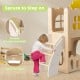Toddler climbing steps with secure handrails on a multicolor 7-in-1 slide set for indoor and outdoor play.