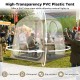 Clear bubble tent with PVC material, 540° view, waterproof, ideal for camping and sports events.