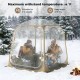 Clear bubble tent with a sealed floor, designed for 2-4 people, ideal for camping and backyard relaxation.