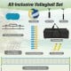 Portable outdoor volleyball net set with adjustable poles, carrying bag, and accessories for easy setup and fun games.