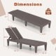 Dimensions of outdoor PP chaise lounge chair set showing adjustable backrest and support for 350 lbs, ideal for patio.