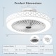 19-inch white ceiling fan with light, 7 blades, low-profile design, ideal for rooms up to 215 sq.ft, adjustable.