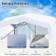 Pop up canopy tent with silver-coated 210D polyester fabric, featuring mesh netting for added protection and privacy.
