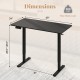 Adjustable 48" x 24" black electric standing desk with memory settings, height range 28.5" to 46.5" for home office use.