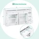 Dimensions of the 59" white buffet sideboard with 6 drawers and 2 cabinets for organized storage in modern spaces.