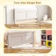 Twin size sleigh bed with modern headboard and curved edges, featuring two storage drawers for added convenience.
