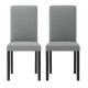 Set of 2 gray dining chairs with rubber wood legs, featuring thick cushions and high backrests for comfort and support.