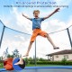 Trampoline pad replacement in blue, featuring edge-to-edge protection and elastic straps for secure fit on 14ft.