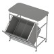 3-section laundry sorter in gray with foldable ironing board and lockable wheels for easy clothes organization.