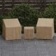 Waterproof beige patio furniture covers for a 3-piece bistro set, designed for full coverage and durability.
