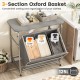 Gray 3-section laundry sorter with removable oxford fabric cover and padded ironing board for convenient clothing.