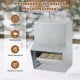 Wall mount galvanized chicken feeder with 50 lbs capacity, waterproof design, and elevated legs for dry feeding.