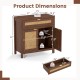 Sideboard storage cabinet with rattan doors, large drawer, and adjustable shelf for versatile organization in brown.