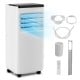 8000 BTU portable air conditioner with remote control, designed for up to 250 sq.ft, featuring sleek design and easy.