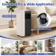 Portable 8000 BTU air conditioner with fan and dehumidifier, featuring 360° swivel wheels for easy mobility in any room.