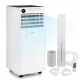 Portable 8000 BTU air conditioner in white with remote control, 4 modes, and 24H timer for efficient cooling in various spaces.