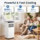 Portable air conditioner with 8000 BTU cooling capacity, ideal for spaces up to 350 Sq.Ft, featuring remote control and sleep mode.