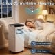 8000 BTU portable air conditioner with remote control, smart sleep mode, and 24H timer for comfortable bedroom cooling.