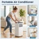 Portable air conditioner with 8000 BTU cooling capacity, remote control, and 3-in-1 functionality for versatile room use.