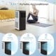 Portable air conditioner in black and white with cooling, dehumidifying, and fan modes, ideal for large areas.