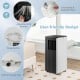 Portable air conditioner in black and white with adjustable wind direction, remote control, and washable filters for.