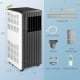 Portable air conditioner with exhaust hose and remote control, featuring 8000 BTU cooling capacity for large areas.