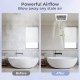 Bathroom exhaust fan showcasing powerful airflow, 80 CFM capacity, and metal housing for effective ventilation.
