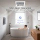 Ceiling mount bathroom exhaust fan with 80 CFM airflow, 1.5 sones low noise, and galvanized housing for quiet operation.