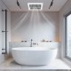 Ceiling mount bathroom exhaust fan with metal housing, 80 CFM airflow, designed for quiet operation in small spaces.