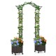 Garden arch trellis with two self-watering planter boxes on wheels, ideal for climbing plants and outdoor decoration.