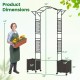 Garden arch trellis with self-watering planter boxes, 82 x 99 inches, black, ideal for climbing plants and easy.