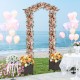 Garden arch trellis with floral decoration and self-watering planter boxes, ideal for weddings and outdoor events.