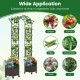 Garden arch trellis with two self-watering planter boxes, ideal for growing vegetables and flowers, featuring wheels.