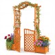 Garden arbor with gate and two planter boxes in rustic fir wood, perfect for climbing plants and outdoor decorations.
