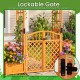Garden arbor with lockable gate and two planter boxes in yellow, featuring rustic fir wood and elegant trellises for.