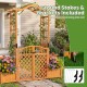 83" garden arbor with gate and two planter boxes in yellow, featuring rustic fir wood and trellises for climbing plants.