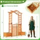 83" garden arbor with gate and two planter boxes in yellow, featuring fir wood construction and elegant curved roof for.