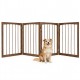 4-panel wooden dog gate in brown, 83 inches long, ideal for indoor pet containment and flexible room division.