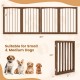4-panel wooden dog gate measuring 83 inches wide and 30 inches high, ideal for small and medium dogs indoors.