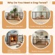 4-panel brown wooden dog gate measuring 83 inches wide and 30 inches high, ideal for indoor pet containment and room division.