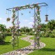 Garden arbor feeding station with 7 hooks, water bowl, and trellis for climbing plants, perfect for outdoor spaces.