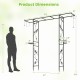 Garden arbor feeding station with water bowl and mesh tray, featuring 7 hooks and side trellises for climbing plants.