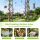 84-inch black garden arbor feeding station featuring a water bowl, mesh tray, and multifunctional hooks for outdoor use.