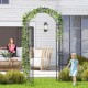 84-inch tall metal garden arch with gate, featuring elegant patterns and climbing trellises for plants, perfect for.